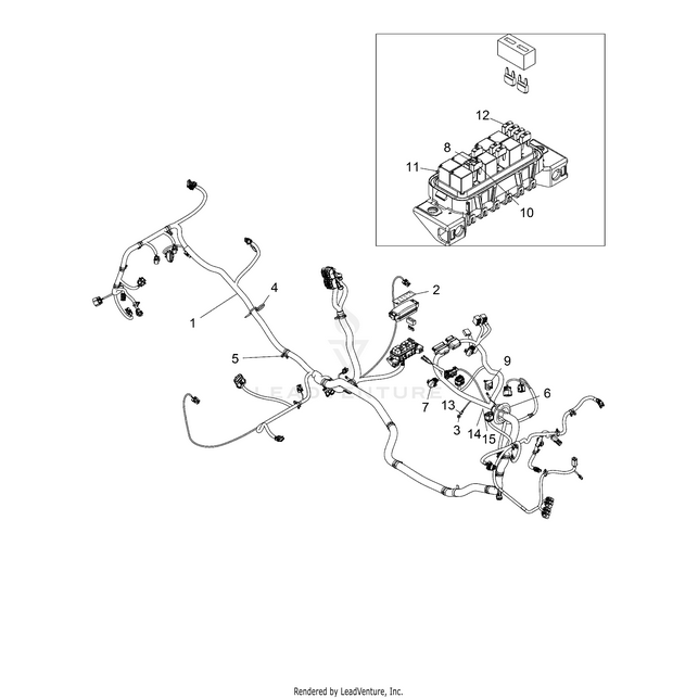 An Image of a Genuine Polaris Parts Schematic Diagram showing the schematic - ELECTRICAL: WIRE HARNESS - 2018 POLARIS RZR XP 1000