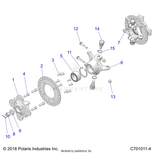 An Image of a Genuine Polaris Parts Schematic Diagram showing the schematic - SUSPENSION: FRONT CARRIER - 2022 POLARIS RZR TRAIL S 1000 ULTIMATE