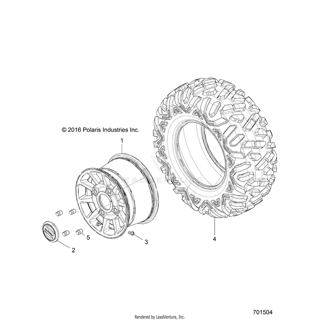 An Image of a Genuine Polaris Parts Schematic Diagram showing the schematic - WHEELS: REAR - 2020 POLARIS RZR XP 4 TURBO