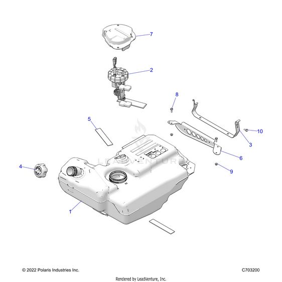 An Image of a Genuine Polaris Parts Schematic Diagram showing the schematic - FUEL: SYSTEM TANK - 2023 POLARIS RZR XP 1000 SPORT