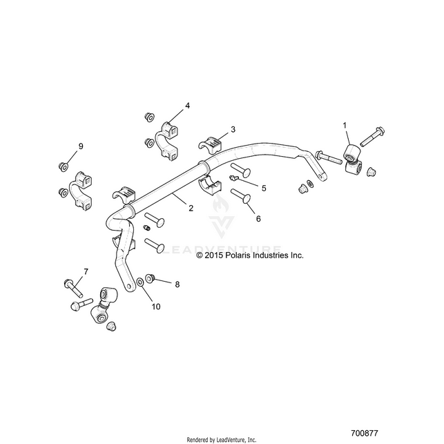 An Image of a Genuine Polaris Parts Schematic Diagram showing the schematic - SUSPENSION: STABILIZER BAR REAR - 2019 POLARIS RZR S 1000 EPS