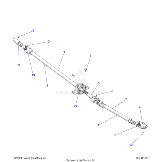 An Image of a Genuine Polaris Parts Schematic Diagram showing the schematic - DRIVE TRAIN: FRONT PROP SHAFT - 2026 POLARIS RZR 900 TRAIL SPORT