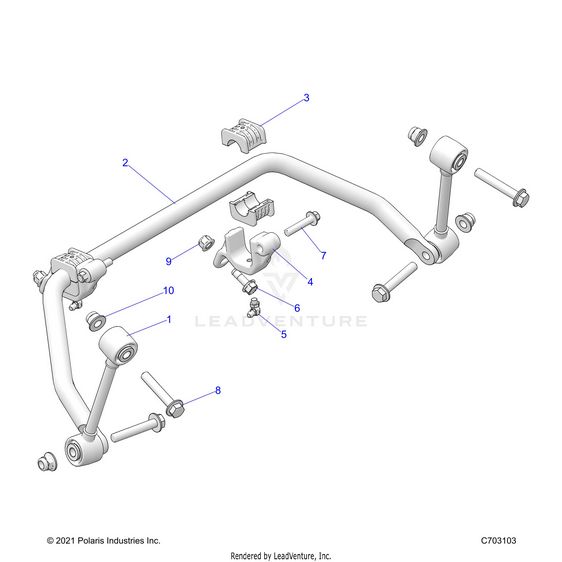 An Image of a Genuine Polaris Parts Schematic Diagram showing the schematic - SUSPENSION: FRONT STABILIZER BAR - 2024 POLARIS RZR XP 4 1000 SPORT
