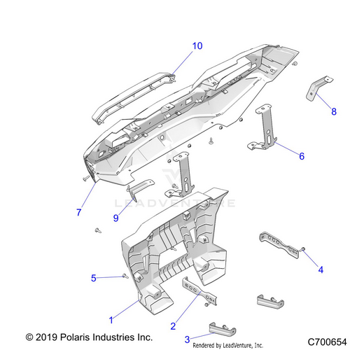 An Image of a Genuine Polaris Parts Schematic Diagram showing the schematic - BODY: REAR BUMPER - 2020 POLARIS RZR XP 4 TURBO