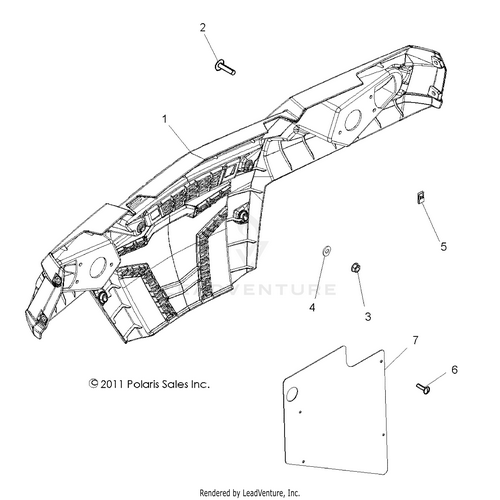 An Image of a Genuine Polaris Parts Schematic Diagram showing the schematic - BODY: REAR BUMPER - 2016 POLARIS RZR 570