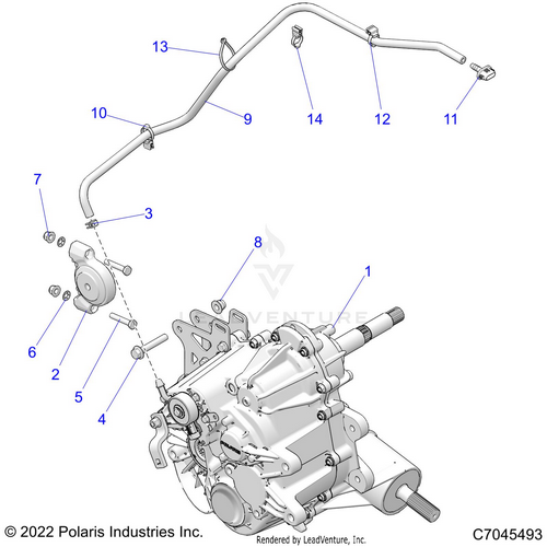 An Image of a Genuine Polaris Parts Schematic Diagram showing the schematic - DRIVE TRAIN: MAIN GEARCASE MOUNTING - 2022 POLARIS RZR 900 TRAIL