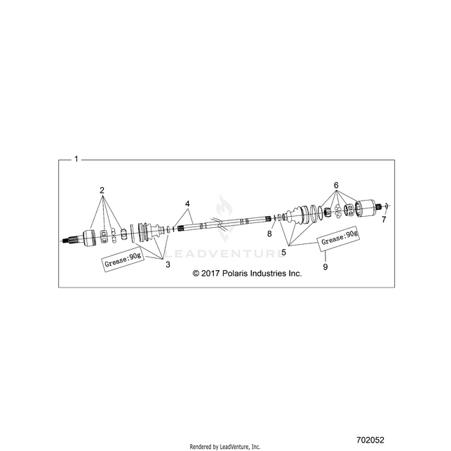 An Image of a Genuine Polaris Parts Schematic Diagram showing the schematic - DRIVE TRAIN: REAR HALF SHAFT - 2025 POLARIS RZR 900 TRAIL ULTIMATE