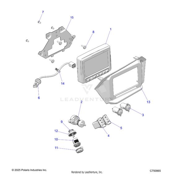 An Image of a Genuine Polaris Parts Schematic Diagram showing the schematic - ELECTRICAL: DASH INSTRUMENTS AND CONTROLS - 2026 POLARIS RZR XP S 1000 ULTIMATE