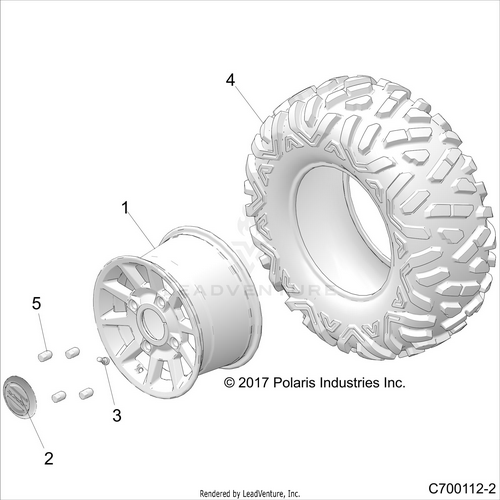 An Image of a Genuine Polaris Parts Schematic Diagram showing the schematic - WHEELS: REAR - 2023 POLARIS RZR XP 1000 SPORT