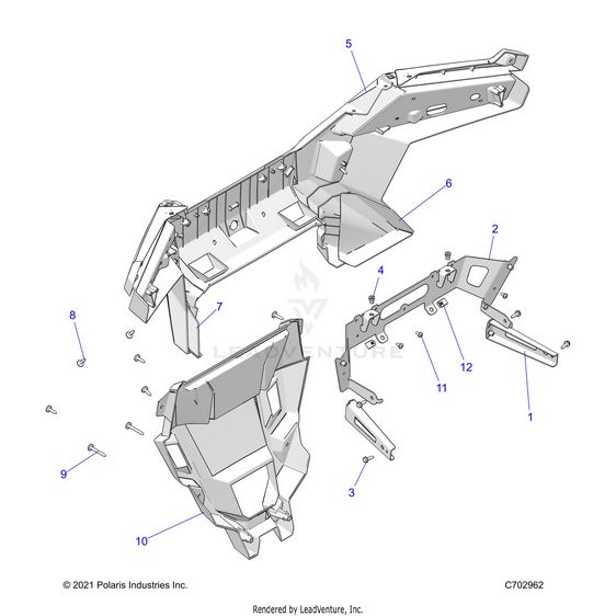 An Image of a Genuine Polaris Parts Schematic Diagram showing the schematic - BODY: REAR BUMPER - 2023 POLARIS RZR TURBO R 4 ULTIMATE