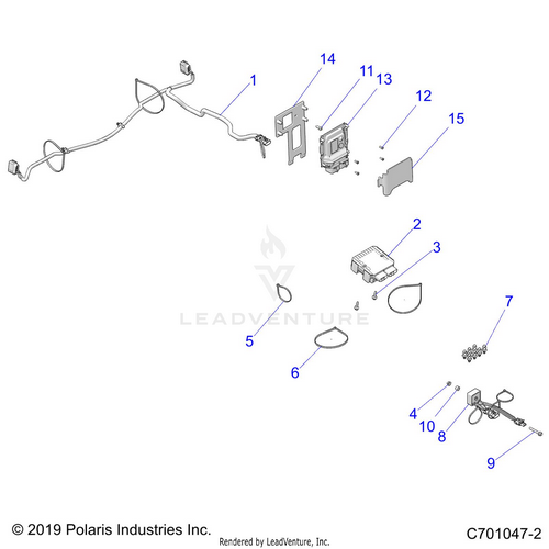 An Image of a Genuine Polaris Parts Schematic Diagram showing the schematic - ELECTRICAL: BOX HARNESS REG RELAY ECM - 2020 POLARIS RZR 570
