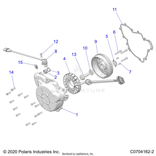 An Image of a Genuine Polaris Parts Schematic Diagram showing the schematic - ENGINE: STATOR AND FLYWHEEL - 2024 POLARIS RZR XP 1000 ULTIMATE