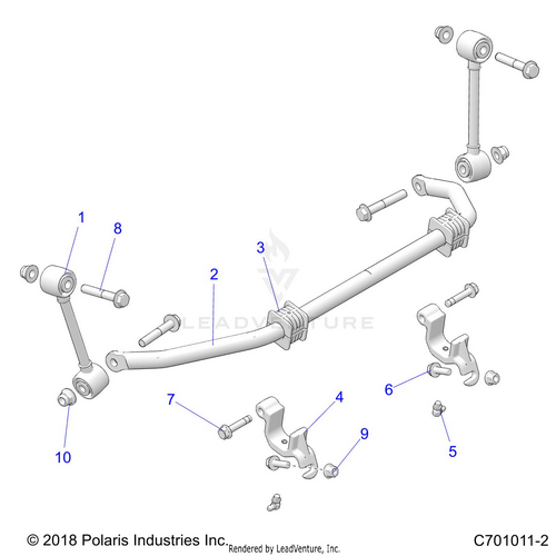 An Image of a Genuine Polaris Parts Schematic Diagram showing the schematic - SUSPENSION: FRONT STABILIZER BAR - 2022 POLARIS RZR TRAIL S 1000 ULTIMATE