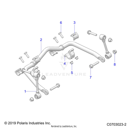 An Image of a Genuine Polaris Parts Schematic Diagram showing the schematic - SUSPENSION: FRONT STABILIZER BAR - 2022 POLARIS RZR PRO XP 4 PREMIUM
