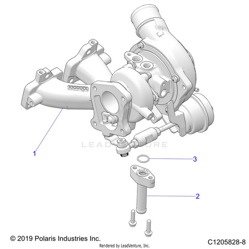 An Image of a Genuine Polaris Parts Schematic Diagram showing the schematic - ENGINE: TURBO CHARGER - 2021 POLARIS RZR PRO XP 4 ULTIMATE