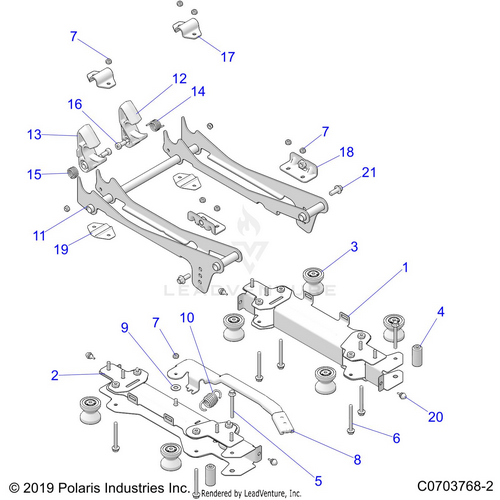 An Image of a Genuine Polaris Parts Schematic Diagram showing the schematic - BODY: SEAT MOUNTING DRIVERS - 2021 POLARIS RZR PRO XP ULTIMATE CA