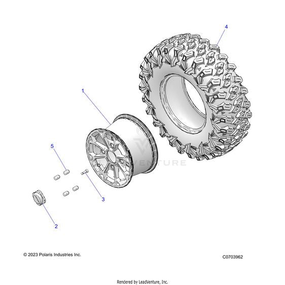 An Image of a Genuine Polaris Parts Schematic Diagram showing the schematic - WHEELS: REAR - 2026 POLARIS RZR XP 4 1000 ULTIMATE
