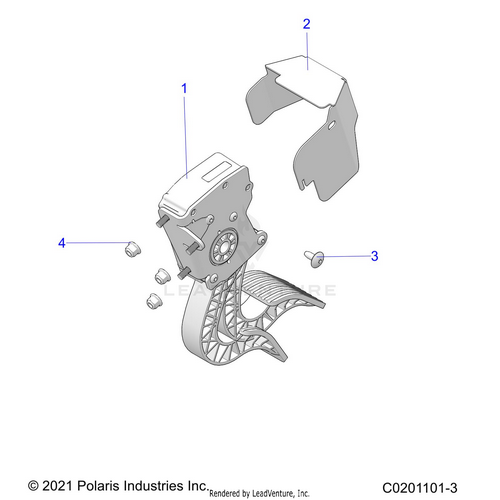 An Image of a Genuine Polaris Parts Schematic Diagram showing the schematic - ENGINE: THROTTLE PEDAL - 2026 POLARIS RZR 200 MD
