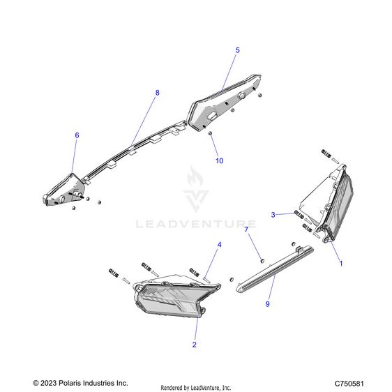An Image of a Genuine Polaris Parts Schematic Diagram showing the schematic - ELECTRICAL: HEADLIGHTS AND TAILLIGHTS - 2025 POLARIS RZR XP 4 1000 SPORT
