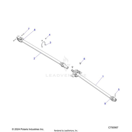 An Image of a Genuine Polaris Parts Schematic Diagram showing the schematic - DRIVE TRAIN: PROP SHAFT - 2026 POLARIS RZR PRO XP SPORT