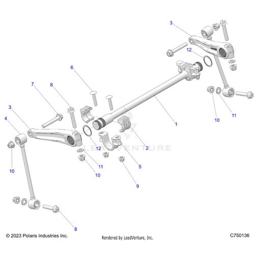 An Image of a Genuine Polaris Parts Schematic Diagram showing the schematic - SUSPENSION: FRONT STABILIZER BAR - 2025 POLARIS RZR PRO S ULTIMATE