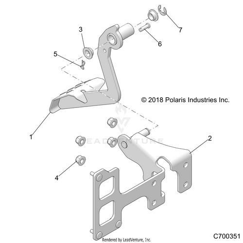 An Image of a Genuine Polaris Parts Schematic Diagram showing the schematic - BRAKES: PEDAL - 2020 POLARIS RZR TURBO S