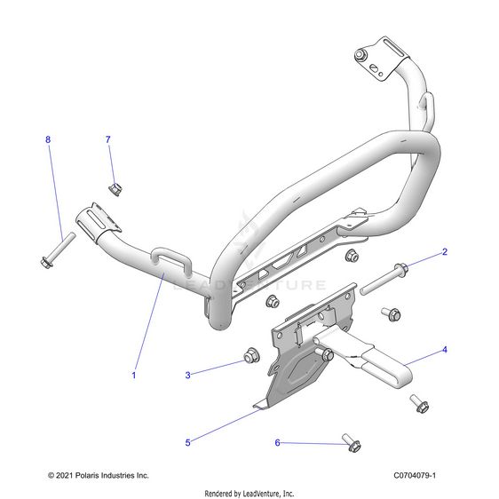 An Image of a Genuine Polaris Parts Schematic Diagram showing the schematic - ACCESSORY: BUMPER AND RELATED - 2024 POLARIS RZR XP 4 1000 ULTIMATE