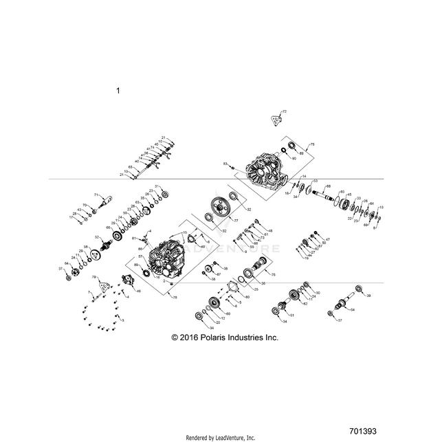 An Image of a Genuine Polaris Parts Schematic Diagram showing the schematic - DRIVE TRAIN: MAIN GEARCASE INTERNALS 1333744 - 2017 POLARIS RZR XP 4 TURBO