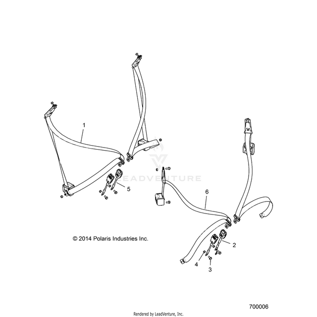An Image of a Genuine Polaris Parts Schematic Diagram showing the schematic - BODY: SEAT BELT MOUNTING - 2017 POLARIS RZR 4 900