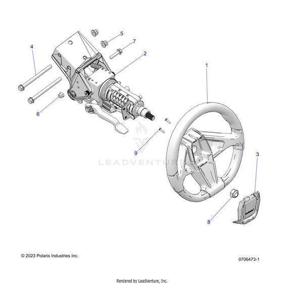 An Image of a Genuine Polaris Parts Schematic Diagram showing the schematic - STEERING: UPPER PREMIUM/ULTIMATE - 2024 POLARIS RZR PRO XP PREMIUM