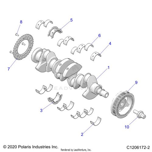 An Image of a Genuine Polaris Parts Schematic Diagram showing the schematic - ENGINE: CRANKSHAFT AND BEARINGS - 2023 POLARIS RZR PRO R RIDE COMMAND