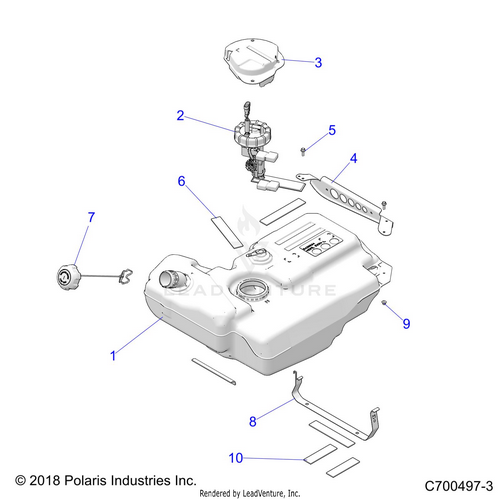 An Image of a Genuine Polaris Parts Schematic Diagram showing the schematic - BODY: FUEL TANK EVAP - 2021 POLARIS RZR S 4 1000