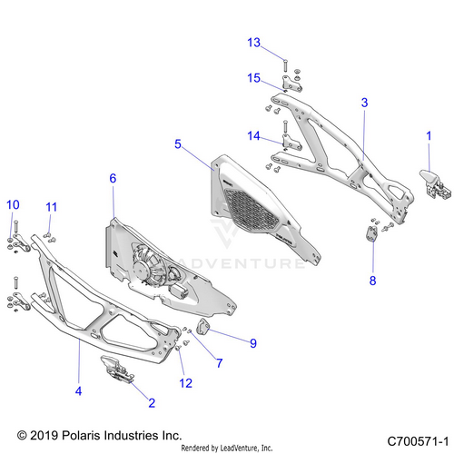 An Image of a Genuine Polaris Parts Schematic Diagram showing the schematic - BODY: DOORS FRONT - 2019 POLARIS RZR XP 4 1000