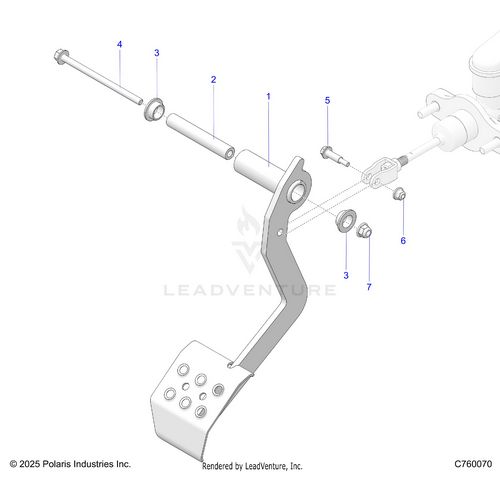 An Image of a Genuine Polaris Parts Schematic Diagram showing the schematic - BRAKES: PEDAL - 2026 POLARIS RZR XP S 1000 ULTIMATE