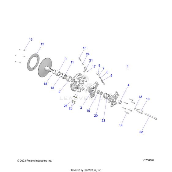 An Image of a Genuine Polaris Parts Schematic Diagram showing the schematic - DRIVE TRAIN: PRIMARY CLUTCH - 2023 POLARIS RZR PRO R SPORT/PREMIUM