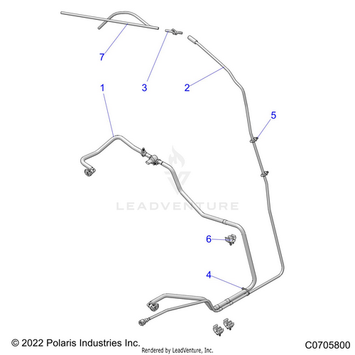 An Image of a Genuine Polaris Parts Schematic Diagram showing the schematic - FUEL: SYSTEM LINES STD. - 2023 POLARIS RZR PRO XP 4 PREMIUM