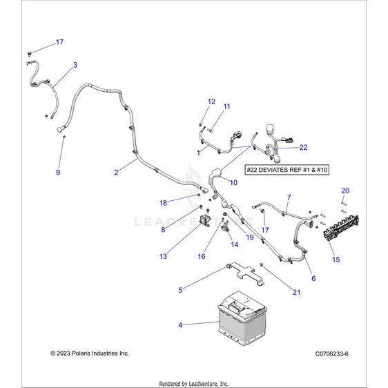 An Image of a Genuine Polaris Parts Schematic Diagram showing the schematic - ELECTRICAL: BATTERY - 2024 POLARIS RZR XP 4 1000 PREMIUM