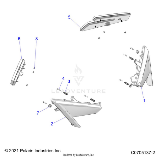 An Image of a Genuine Polaris Parts Schematic Diagram showing the schematic - ELECTRICAL: HEADLIGHTS AND TAILLIGHTS - 2024 POLARIS RZR PRO XP SPORT