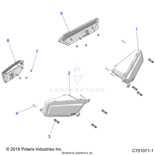 An Image of a Genuine Polaris Parts Schematic Diagram showing the schematic - ELECTRICAL: HEADLIGHTS AND TAILLIGHTS - 2022 POLARIS RZR XP 4 1000 SPORT