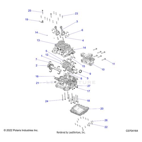 An Image of a Genuine Polaris Parts Schematic Diagram showing the schematic - ENGINE: CRANKCASE AND CRANKSHAFT - 2023 POLARIS RZR XP 4 1000 SPORT