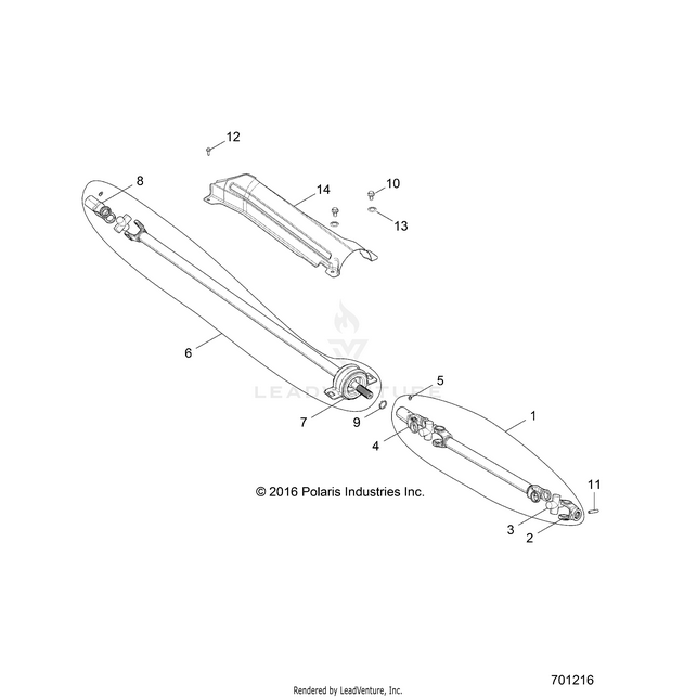 An Image of a Genuine Polaris Parts Schematic Diagram showing the schematic - DRIVE TRAIN: PROP SHAFT - 2017 POLARIS RZR XP 4 1000