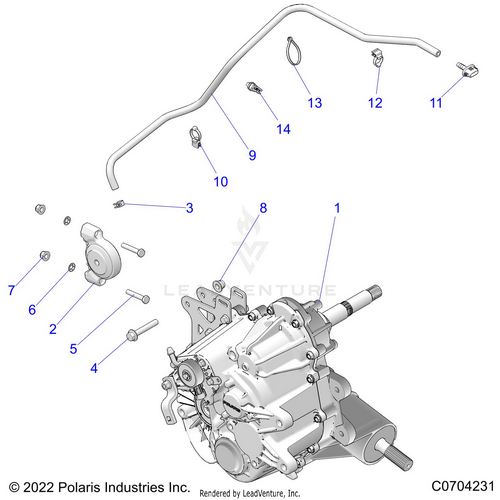 An Image of a Genuine Polaris Parts Schematic Diagram showing the schematic - DRIVE TRAIN: MAIN GEARCASE MOUNTING - 2022 POLARIS RZR 900 TRAIL ULTIMATE