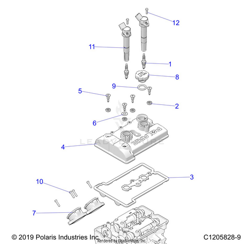An Image of a Genuine Polaris Parts Schematic Diagram showing the schematic - ENGINE: THROTTLE BODY AND VALVE COVER - 2022 POLARIS RZR PRO XP SPORT