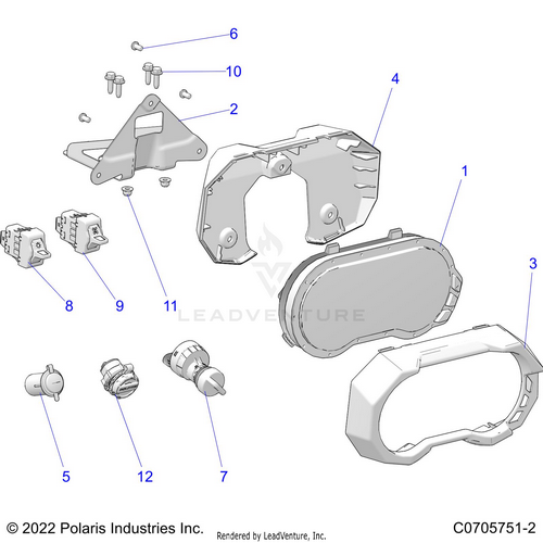 An Image of a Genuine Polaris Parts Schematic Diagram showing the schematic - ELECTRICAL: DASH INSTRUMENTS AND CONTROLS - 2021 POLARIS RZR PRO XP 4 SPORT CA