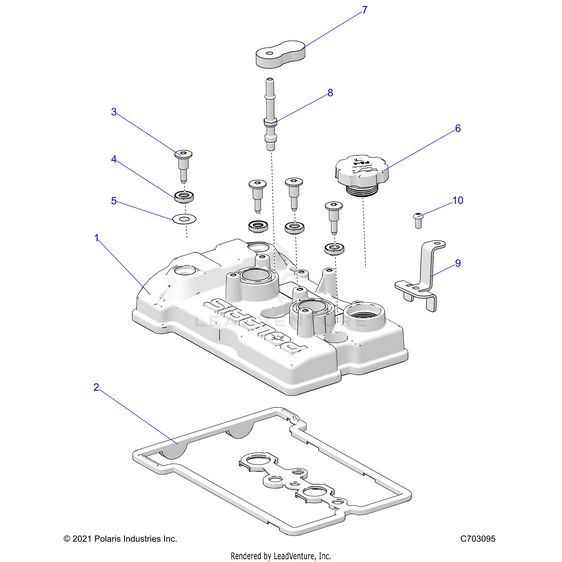 An Image of a Genuine Polaris Parts Schematic Diagram showing the schematic - ENGINE: VALVE COVER - 2024 POLARIS RZR XP 4 1000 PREMIUM