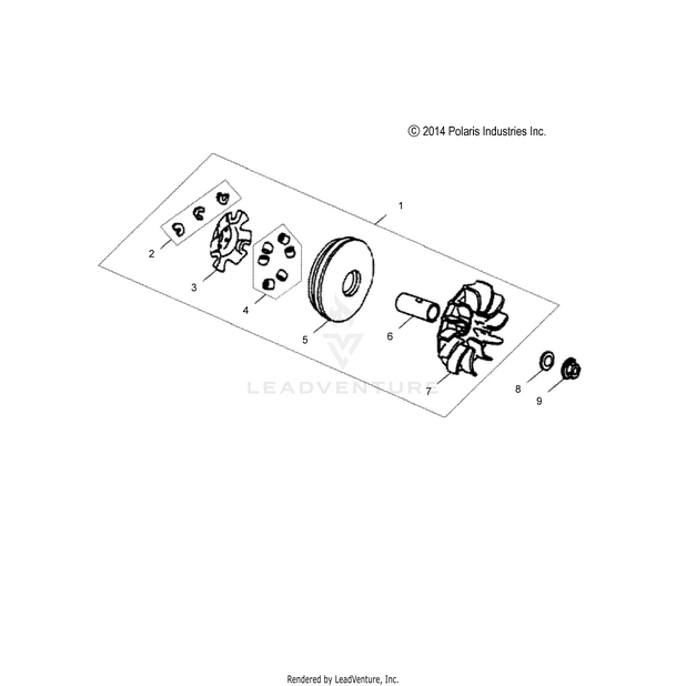 An Image of a Genuine Polaris Parts Schematic Diagram showing the schematic - DRIVE TRAIN: CLUTCH PRIMARY - 2021 POLARIS RZR 170