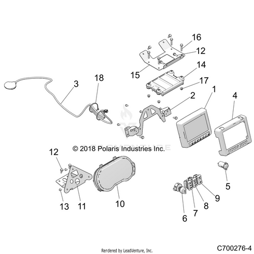 An Image of a Genuine Polaris Parts Schematic Diagram showing the schematic - ELECTRICAL: DASH INSTRUMENTS AND CONTROLS - 2019 POLARIS RZR XP 4 1000
