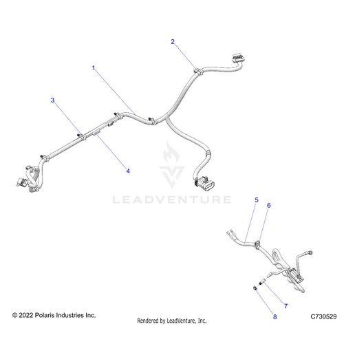 An Image of a Genuine Polaris Parts Schematic Diagram showing the schematic - ELECTRICAL: WIRE HARNESS PERIPHERAL - 2023 POLARIS RZR TURBO R PREMIUM RIDE COMMAND