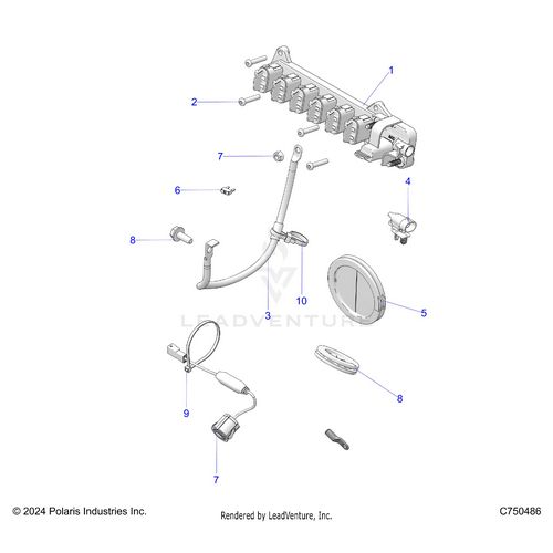 An Image of a Genuine Polaris Parts Schematic Diagram showing the schematic - ELECTRICAL: WIRE HARNESS PERIPHERAL - 2025 POLARIS RZR XP 1000 PREMIUM