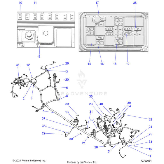 An Image of a Genuine Polaris Parts Schematic Diagram showing the schematic - ELECTRICAL: WIRE HARNESS CHASSIS - 2022 POLARIS RZR PRO XP 4 ULTIMATE